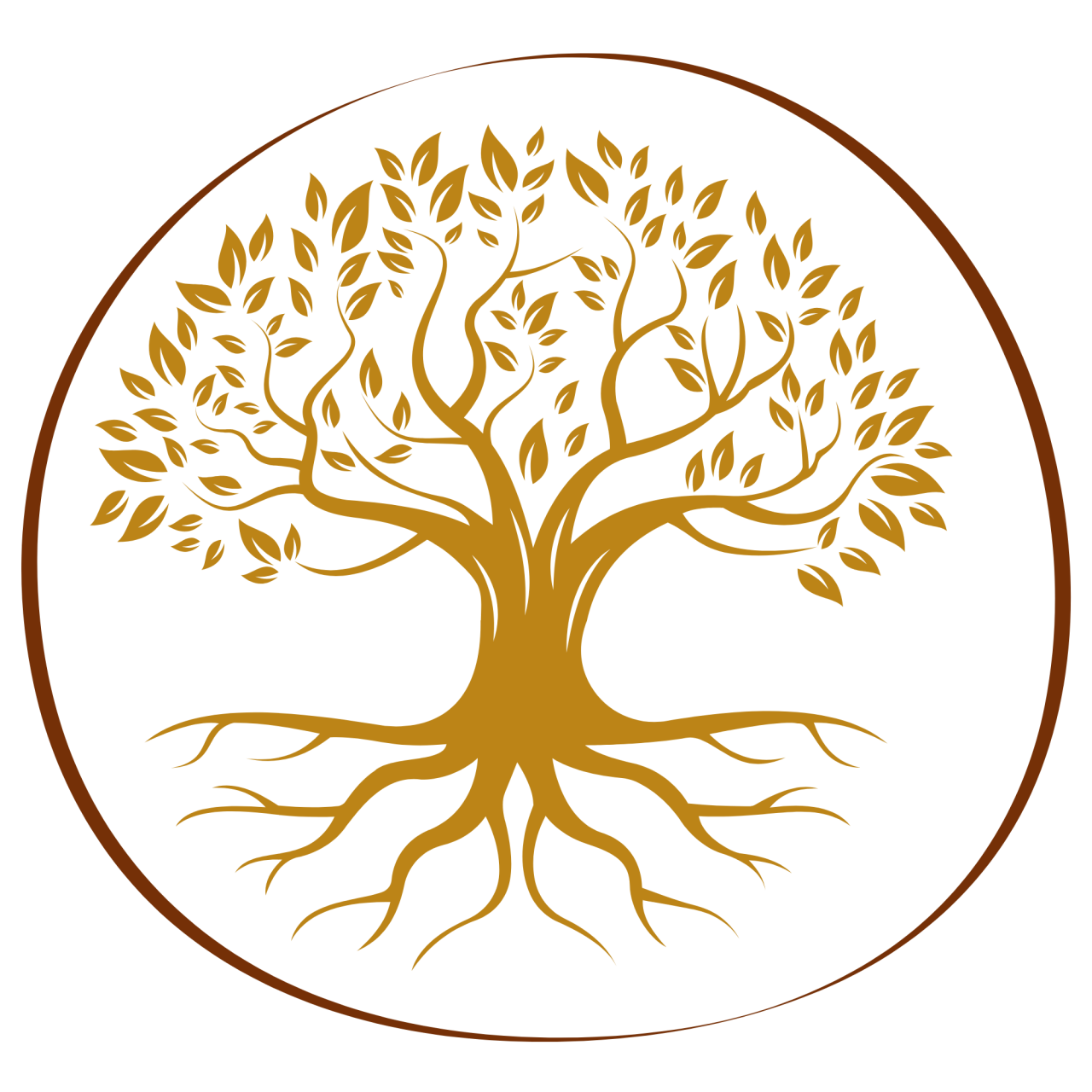 Een krachtige boom met diepe wortels als symbool voor heling, intergenerationeel trauma, systemisch bewustzijn en het loslaten van oude familiepatronen.